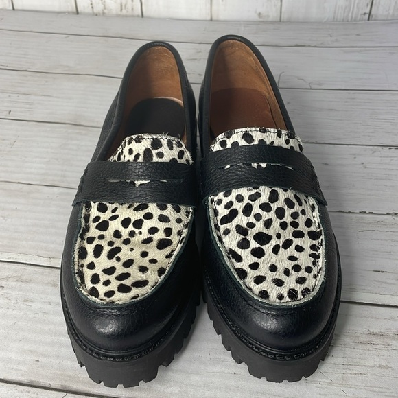 Bonaflex Leather and Calf Hair Animal Print Platform Lug Sole Loafer - Picture 3 of 13